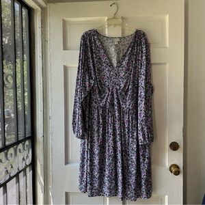 Ava & Viv Purple Flower Long Sleeve Boho Style Dress